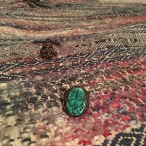 Coral, Turquoise, and Brass(?)